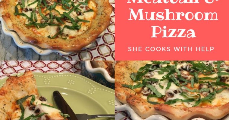 Deep Dish Meatball and Mushroom Pizza